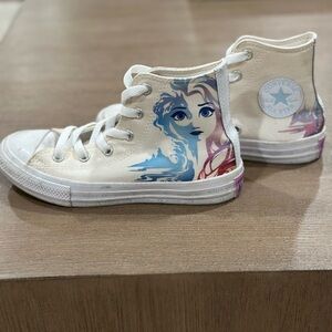 Converse Kids High-Top Sneakers - White and Blue with Character Design